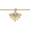 Oro Laminado Pendant Necklace, Gold Filled Style Teardrop Design, with Rose Water Opal and White Cubic Zirconia, Polished, Golden Finish, 04.156.0185.20 (02 MM Thickness, 20 Inches Length)