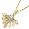 Oro Laminado Pendant Necklace, Gold Filled Style Teardrop Design, with Rose Water Opal and White Cubic Zirconia, Polished, Golden Finish, 04.156.0185.20 (02 MM Thickness, 20 Inches Length)