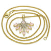 Oro Laminado Pendant Necklace, Gold Filled Style Teardrop Design, with Rose Water Opal and White Cubic Zirconia, Polished, Golden Finish, 04.156.0185.20 (02 MM Thickness, 20 Inches Length)