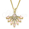 Oro Laminado Pendant Necklace, Gold Filled Style Teardrop Design, with Rose Water Opal and White Cubic Zirconia, Polished, Golden Finish, 04.156.0185.20 (02 MM Thickness, 20 Inches Length)