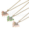 Oro Laminado Pendant Necklace, Gold Filled Style Teardrop Design, with Rose Water Opal and White Cubic Zirconia, Polished, Golden Finish, 04.156.0185.20 (02 MM Thickness, 20 Inches Length)