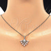Oro Laminado Pendant Necklace, Gold Filled Style Teardrop Design, with Rose and White Cubic Zirconia, Polished, Golden Finish, 04.156.0185.2.20 (02 MM Thickness, 20 Inches Length)