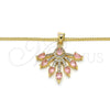 Oro Laminado Pendant Necklace, Gold Filled Style Teardrop Design, with Rose and White Cubic Zirconia, Polished, Golden Finish, 04.156.0185.2.20 (02 MM Thickness, 20 Inches Length)