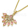 Oro Laminado Pendant Necklace, Gold Filled Style Teardrop Design, with Rose and White Cubic Zirconia, Polished, Golden Finish, 04.156.0185.2.20 (02 MM Thickness, 20 Inches Length)