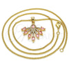 Oro Laminado Pendant Necklace, Gold Filled Style Teardrop Design, with Rose and White Cubic Zirconia, Polished, Golden Finish, 04.156.0185.2.20 (02 MM Thickness, 20 Inches Length)