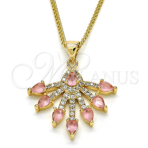 Gold Filled Necklace — Pendant Necklace Teardrop Design with Rose and White — main product view — SKU 126307 | Oro Laminado collar — Pendant Necklace Teardrop diseño with Rose and blanco — SKU 126307