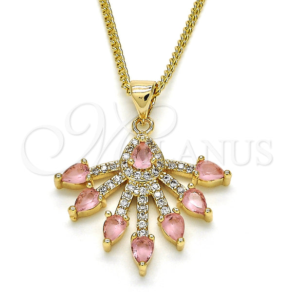 Gold Filled Necklace — Pendant Necklace Teardrop Design with Rose and White — main product view — SKU 126307 | Oro Laminado collar — Pendant Necklace Teardrop diseño with Rose and blanco — SKU 126307