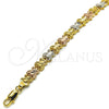 Oro Laminado Fancy Bracelet, Gold Filled Style Butterfly Design, Diamond Cutting Finish, Tricolor, 03.100.0025.1.07