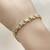 Oro Laminado Fancy Bracelet, Gold Filled Style Butterfly Design, Diamond Cutting Finish, Tricolor, 03.100.0025.1.07 (Thickness, 7 Inches Length)
