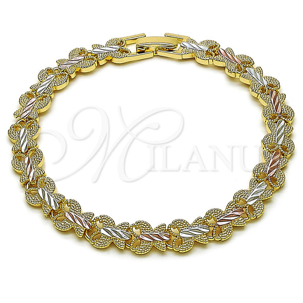 Gold Filled Bracelet — Fancy Bracelet Butterfly Design Diamond Cutting Tricolor 03. — main product view — SKU 126329 | Oro Laminado brazalete — elegante Bracelet Butterfly diseño Diamond Cutting Tricolor 03. — SKU 126329