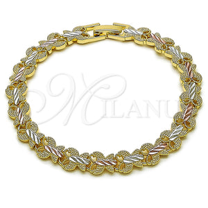Gold Filled Bracelet — Fancy Bracelet Butterfly Design Diamond Cutting Tricolor 03. — main product view — SKU 126329 | Oro Laminado brazalete — elegante Bracelet Butterfly diseño Diamond Cutting Tricolor 03. — SKU 126329