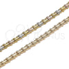 Oro Laminado Fancy Bracelet, Gold Filled Style Butterfly Design, Diamond Cutting Finish, Tricolor, 03.100.0025.1.07 (Thickness, 7 Inches Length)