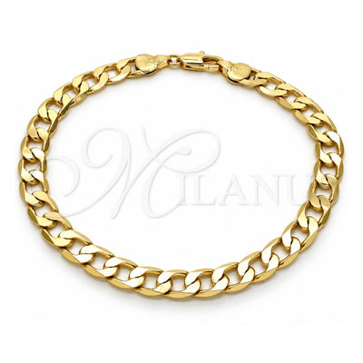 Oro Laminado Basic Anklet, Gold Filled Style Curb Design, Polished, Golden Finish, 5.222.001.10 (200 Gauge, Thickness, 10 Inches Length)