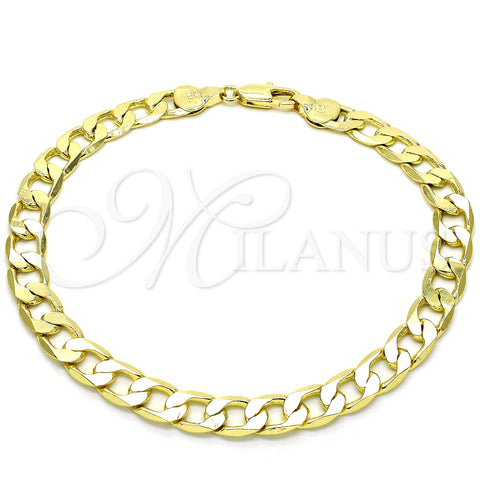 Oro Laminado Basic Anklet, Gold Filled Style Curb Design, Polished, Golden Finish, 5.222.001.10 (200 Gauge, Thickness, 10 Inches Length)