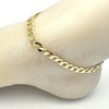 Oro Laminado Basic Anklet, Gold Filled Style Curb Design, Polished, Golden Finish, 5.222.002.10 (180 Gauge, 07 MM Thickness, 10 Inches Length)