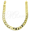 Oro Laminado Basic Anklet, Gold Filled Style Curb Design, Polished, Golden Finish, 5.222.002.10 (180 Gauge, 07 MM Thickness, 10 Inches Length)