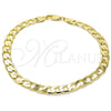 Oro Laminado Basic Anklet, Gold Filled Style Curb Design, Polished, Golden Finish, 5.222.002.10 (180 Gauge, 07 MM Thickness, 10 Inches Length)