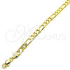 Oro Laminado Basic Anklet, Gold Filled Style Figaro Design, Polished, Golden Finish, 5.222.012.10 (180 Gauge, Thickness, 10 Inches Length)