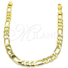 Oro Laminado Basic Anklet, Gold Filled Style Figaro Design, Polished, Golden Finish, 5.222.012.10 (180 Gauge, Thickness, 10 Inches Length)