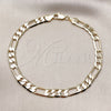Oro Laminado Basic Anklet, Gold Filled Style Figaro Design, Polished, Golden Finish, 5.222.012.10 (180 Gauge, Thickness, 10 Inches Length)