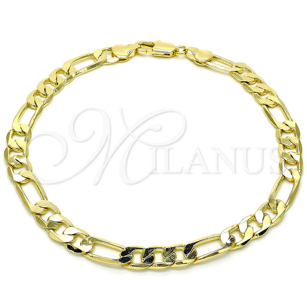 Gold Filled Anklet — Basic Anklet Figaro Design Polished 5. Gauge Thickness — main product view — SKU 126332 | Oro Laminado tobillera — básico Anklet Figaro diseño pulido 5. Gauge Thickness — SKU 126332