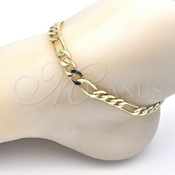 Gold Filled Anklet — Basic Anklet Figaro Design Polished 5. Gauge 08 — alternate product view — SKU 126333 | Oro Laminado tobillera — básico Anklet Figaro diseño pulido 5. Gauge 08 — SKU 126333