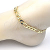 Oro Laminado Basic Anklet, Gold Filled Style Figaro Design, Polished, Golden Finish, 5.222.011.10 (200 Gauge, 08 MM Thickness, 10 Inches Length)