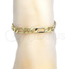 Oro Laminado Basic Anklet, Gold Filled Style Figaro Design, Polished, Golden Finish, 5.222.011.10 (200 Gauge, 08 MM Thickness, 10 Inches Length)