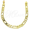 Oro Laminado Basic Anklet, Gold Filled Style Figaro Design, Polished, Golden Finish, 5.222.011.10 (200 Gauge, 08 MM Thickness, 10 Inches Length)