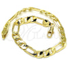 Oro Laminado Basic Anklet, Gold Filled Style Figaro Design, Polished, Golden Finish, 5.222.011.10 (200 Gauge, 08 MM Thickness, 10 Inches Length)
