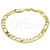 Oro Laminado Basic Anklet, Gold Filled Style Figaro Design, Polished, Golden Finish, 5.222.011.10 (200 Gauge, 08 MM Thickness, 10 Inches Length)