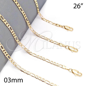 Gold Filled Necklace — Basic Necklace Figaro Design Polished 5. 0.80 Gauge — main product view — SKU 126334 | Oro Laminado collar — básico Necklace Figaro diseño pulido 5. 0.80 Gauge — SKU 126334