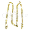 Oro Laminado Basic Anklet, Gold Filled Style Figaro Design, Polished, Golden Finish, 5.222.018.10 (0.60 Gauge, 03 MM Thickness, 10 Inches Length)