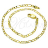 Oro Laminado Basic Anklet, Gold Filled Style Figaro Design, Polished, Golden Finish, 5.222.018.10 (0.60 Gauge, 03 MM Thickness, 10 Inches Length)
