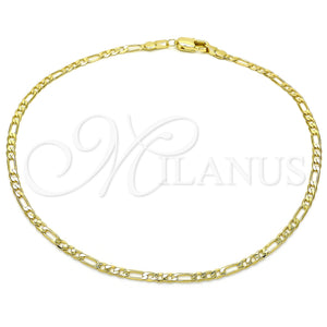 Gold Filled Anklet — Basic Anklet Figaro Design Polished 5. 0.60 Gauge — main product view — SKU 126335 | Oro Laminado tobillera — básico Anklet Figaro diseño pulido 5. 0.60 Gauge — SKU 126335
