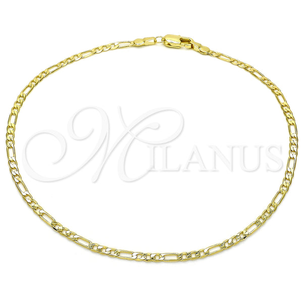 Gold Filled Anklet — Basic Anklet Figaro Design Polished 5. 0.60 Gauge — main product view — SKU 126335 | Oro Laminado tobillera — básico Anklet Figaro diseño pulido 5. 0.60 Gauge — SKU 126335