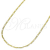 Oro Laminado Basic Necklace, Gold Filled Style Figaro Design, Polished, Golden Finish, 5.222.019.26 (0.50 Gauge, 02 MM Thickness, 26 Inches Length)
