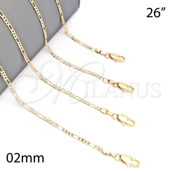 Gold Filled Necklace — Basic Necklace Figaro Design Polished 5. 0.50 Gauge — main product view — SKU 126339 | Oro Laminado collar — básico Necklace Figaro diseño pulido 5. 0.50 Gauge — SKU 126339
