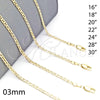 Oro Laminado Basic Necklace, Gold Filled Style Mariner Design, Polished, Golden Finish, 5.222.027.30 (0.60 Gauge, 03 MM Thickness, 30 Inches Length)
