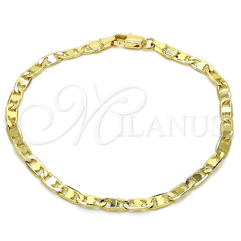 Oro Laminado Basic Bracelet, Gold Filled Style Polished, Golden Finish, 5.223.017.07 (100 Gauge, 04 MM Thickness, 7 Inches Length)