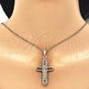 Oro Laminado Religious Pendant, Gold Filled Style Crucifix Design, with White Crystal, Polished, Golden Finish, 05.253.0056