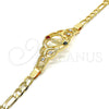Oro Laminado Fancy Bracelet, Gold Filled Style Heart and Guadalupe Design, with Multicolor Crystal, Polished, Golden Finish, 03.253.0034.1.08 (05 MM Thickness, 8 Inches Length)