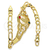 Oro Laminado Fancy Bracelet, Gold Filled Style Heart and Guadalupe Design, with Multicolor Crystal, Polished, Golden Finish, 03.253.0034.1.08 (05 MM Thickness, 8 Inches Length)