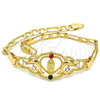 Oro Laminado Fancy Bracelet, Gold Filled Style Heart and Guadalupe Design, with Multicolor Crystal, Polished, Golden Finish, 03.253.0034.1.08 (05 MM Thickness, 8 Inches Length)