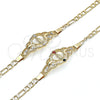 Oro Laminado Fancy Bracelet, Gold Filled Style Heart and Guadalupe Design, with Multicolor Crystal, Polished, Golden Finish, 03.253.0034.1.08 (05 MM Thickness, 8 Inches Length)