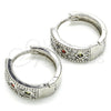 Rhodium Plated Huggie Hoop, with Multicolor Cubic Zirconia, Polished, Rhodium Finish, 02.210.0056.11.15