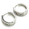 Rhodium Gold Filled Huggie Hoop, with Multicolor Cubic Zirconia, Polished, Rhodium Finish, 02.210.0056.11.15