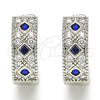 Rhodium Plated Huggie Hoop, with Sapphire Blue and White Cubic Zirconia, Polished, Rhodium Finish, 02.210.0056.12.15