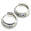 Rhodium Plated Huggie Hoop, with Sapphire Blue and White Cubic Zirconia, Polished, Rhodium Finish, 02.210.0056.12.15