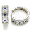 Rhodium Plated Huggie Hoop, with Sapphire Blue and White Cubic Zirconia, Polished, Rhodium Finish, 02.210.0056.12.15